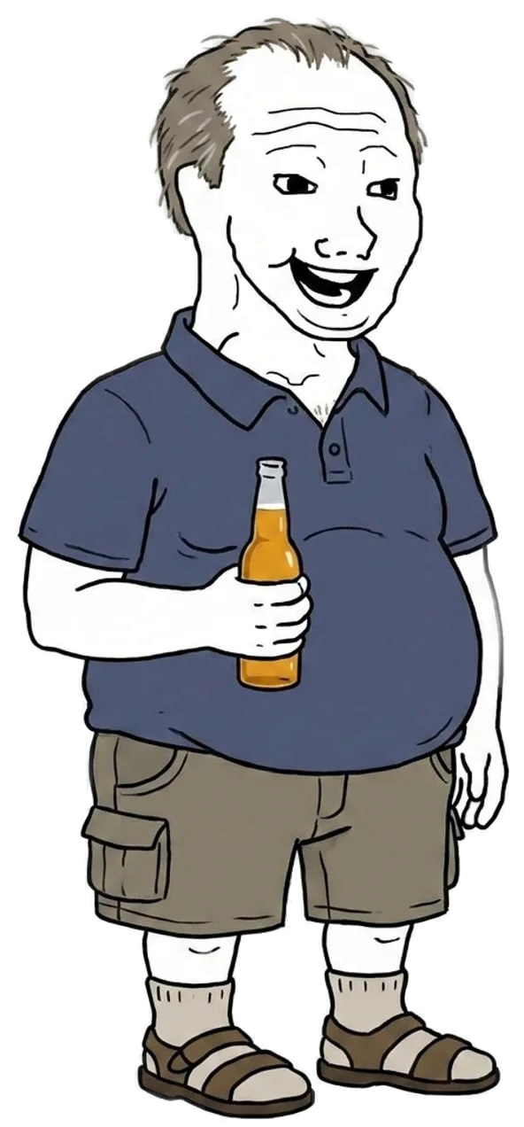 A bald dad holding a beer